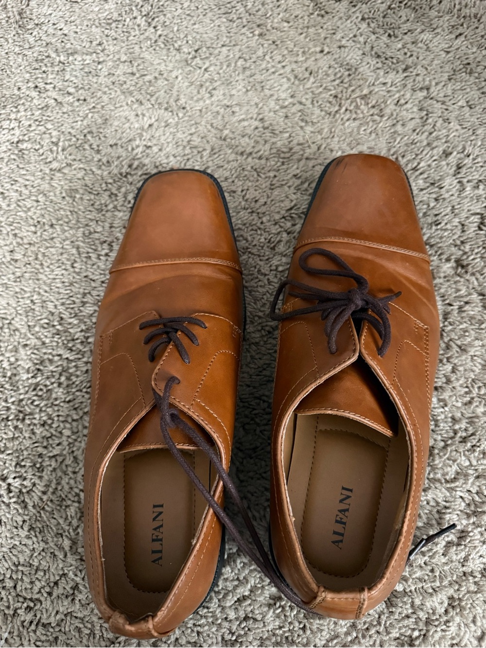 Alfani Men's Brown Leather Lace-Up Oxfords